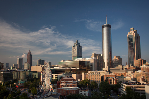Atlanta is the capital and most populated city of the US state of Georgia. Its Downtown District is specially charming at sunset