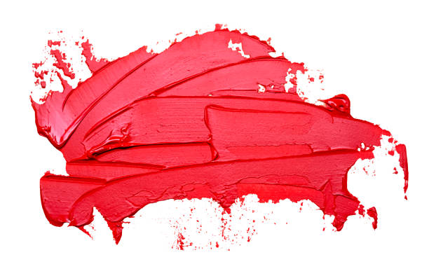 istock Template for your banner text - textured red oil paint brush stroke, isolated on white background. Red lipstick sample.  EPS10 vector illustration. 1126717123