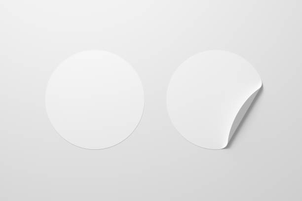 istock Blank  round stickers straightened and with folded corner 1126721047