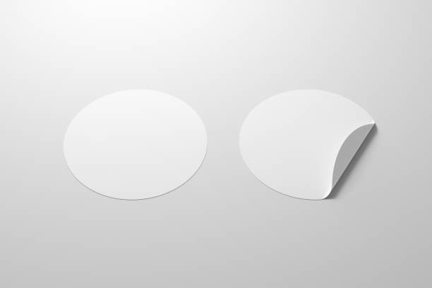 Blank  round stickers straightened and with folded corner