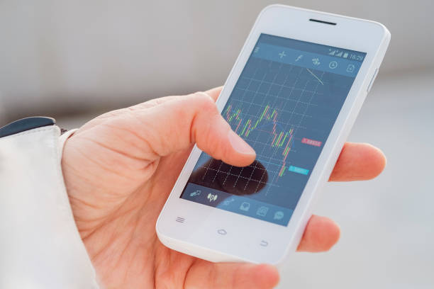 istock Mobile trading forex or stock application. Forex and investment business technology concept 1126724395