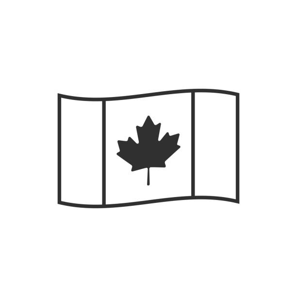 Canada flag icon in black outline flat design Canada flag icon in black outline flat design. Independence day or National day holiday concept. canadian flag maple leaf computer icon canada stock illustrations