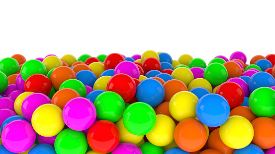 Colorful balls on the shelf