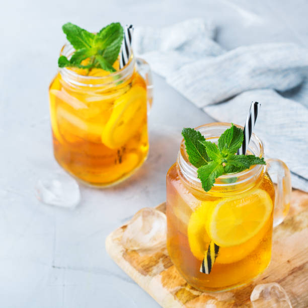 istock Lemon mint iced tea cocktail refreshing drink for summer days 1126726079
