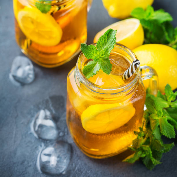 istock Lemon mint iced tea cocktail refreshing drink for summer days 1126726092