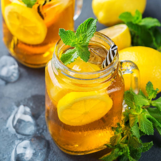 istock Lemon mint iced tea cocktail refreshing drink for summer days 1126726096