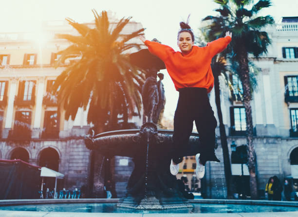 istock Joyful girl in Barcelona 1126728433