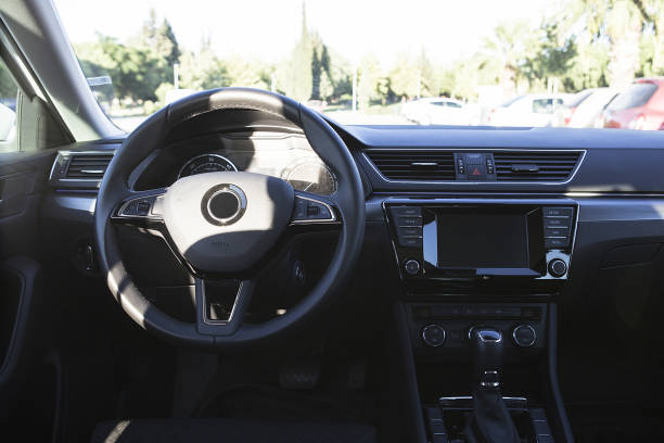 istock Interior of a modern automobile showing the dashboard. 1126741619