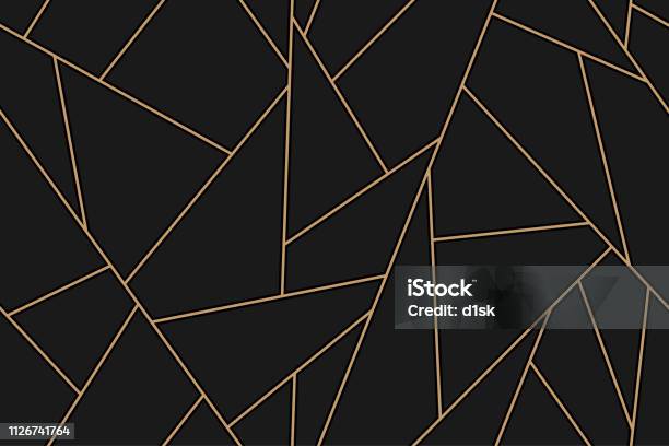 Mosaic Black And Gold Background Stock Illustration - Download Image Now - Pattern, Triangle Shape, Backgrounds