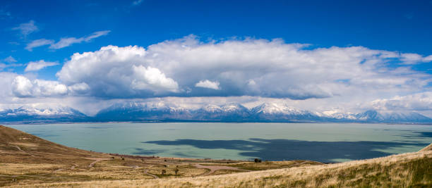 Panoramic View of a Utah County Panoramic View of a Utah County lake utah stock pictures, royalty-free photos & images