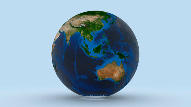 istock Earth with Australasia Australia China in focus on light blue background 3d rendering 1126747755