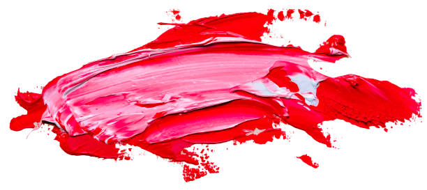 illustrazioni stock, clip art, cartoni animati e icone di tendenza di modello per il testo del banner: tratto pennello a olio rosso e bianco strutturato, isolato su sfondo bianco. illustrazione vettoriale eps10 - oil painting fine art painting abstract brush stroke