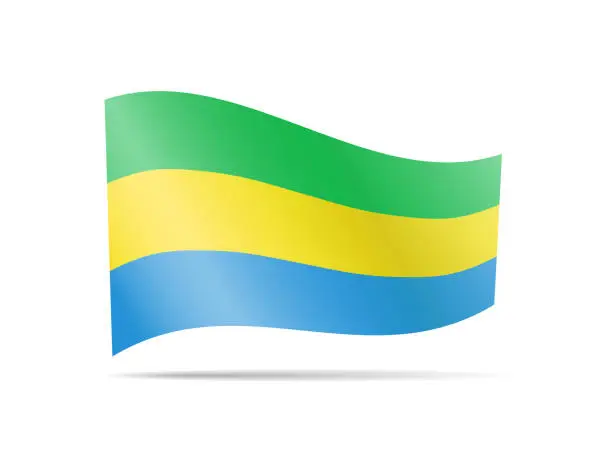Vector illustration of Waving Gabon flag in the wind. Flag on white vector illustration