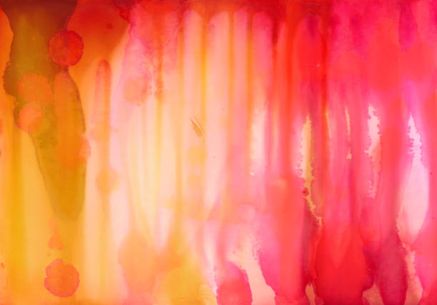 Hand painted background with drips of color. The prominent colors are shades of red, pink and yellow.
