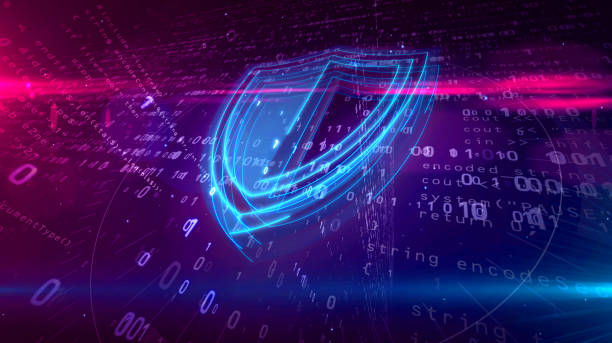 concepto digital de cyber seguridad con escudo - network security antivirus software security computer fotografías e imágenes de stock