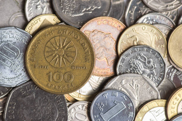 istock Background of  coins money. One hundred drachmas. Copy space for text 1126782108