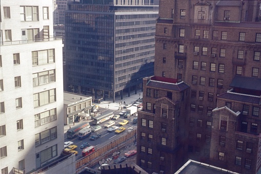 New York City, NY, USA, 1967. View between buildings in New York.