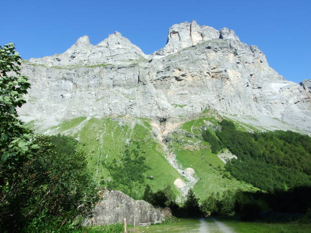 View to the Zuetribistock peak in mountain mass Glarus Alps