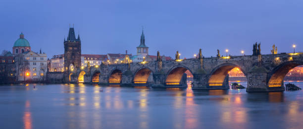 istock Charles Bridge at Night, Prague - Czech Republic 1126786382
