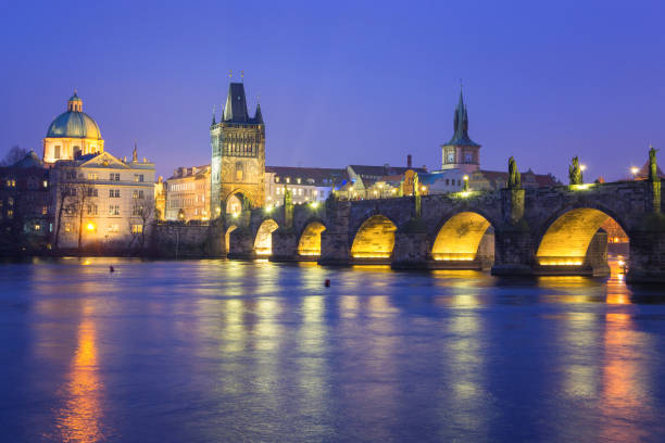 istock Charles Bridge at Night, Prague - Czech Republic 1126786956