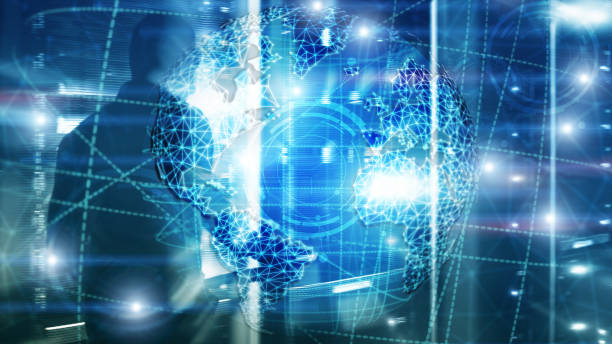 istock 3D earth hologram, Globe,WWW, Global Business and Telecommunication. 1126789976
