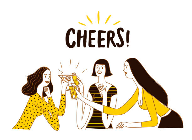 Girls Drinking At The Bar Stock Illustration - Download Image Now - Drinking,  Women, Friendship - iStock