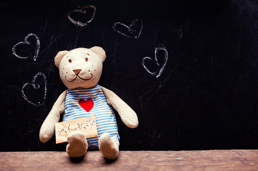 wool bear chalkboard paper love formula hearts