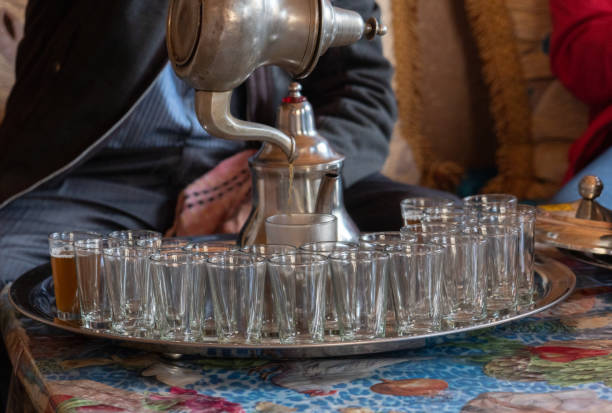 Mint Tea being poured in Morocco