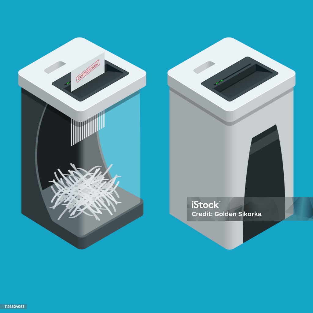 Isometric Personal Paper Shredder Two Documents Shredders With Paper Inside  Isolated On The Background Stock Illustration - Download Image Now - iStock