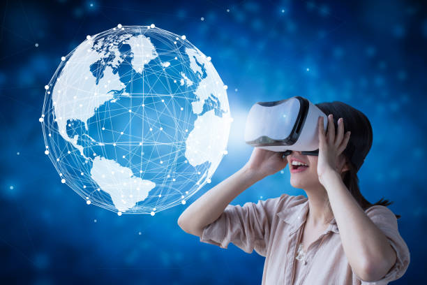 istock Woman enjoy vr headset 1126808938