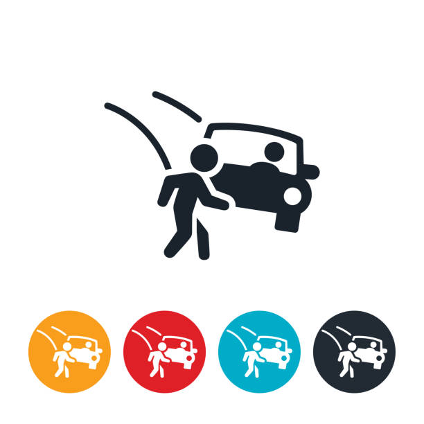 ilustrações de stock, clip art, desenhos animados e ícones de child in car accident icon - swerving