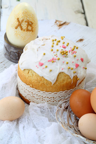 istock Easter cake on a white wooden background 1126840449