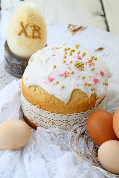 istock Easter cake on a white wooden background 1126840465