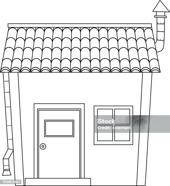 Simple Cartoon House Outline Stock Illustration - Download Image Now - Art, Built Structure, Clip Art