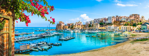 Sicilian port of Castellammare del Golfo Sicilian port of Castellammare del Golfo, amazing coastal village of Sicily island, province of Trapani, Italy sicily stock pictures, royalty-free photos & images