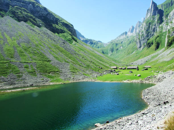 istock Alpine lake Fahlensee in mountain range Alpstein 1126854485