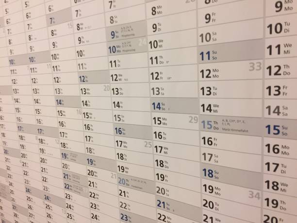 istock Detail of wall calendar showing many different days and dates 1126855749