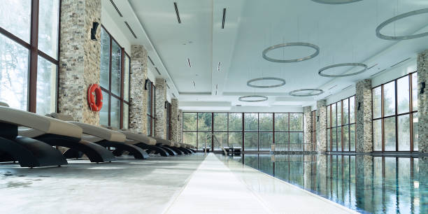 istock Indoor swimming pool in luxury hotel 1126856374