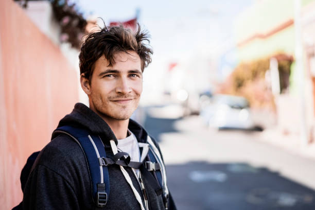 istock Portrait of young male backpacker 1126857658