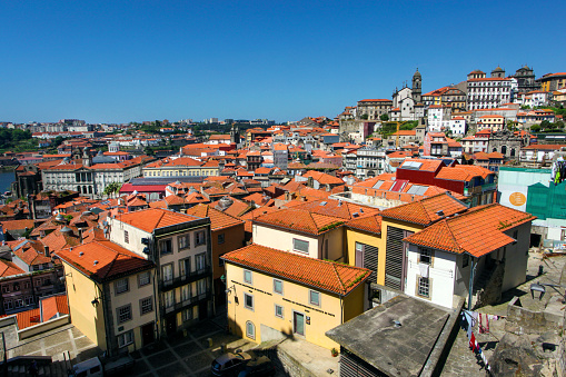 Panorama of Ribeira old town in Porto, Portugal.