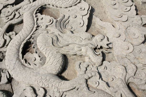 istock Old Dragon sculpture outside of a Chinese temple 1126860141