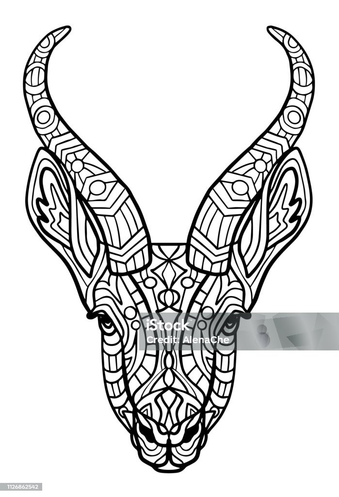 stylized black antelope. Hand Drawn vector illustration. Books or tattoos with high details isolated on white background. Collection of animals. stylized black antelope. Hand Drawn vector illustration. Books or tattoos with high details isolated on white background. Animal Wildlife stock vector