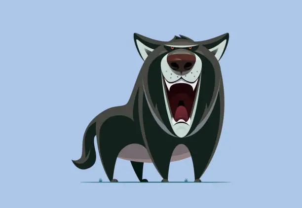 Vector illustration of angry wolf character