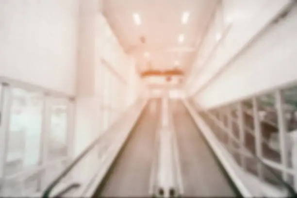 Abstract blurred of modern escalator in departmentstore.