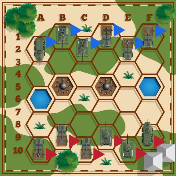Vector illustration of A board game on the military theme.