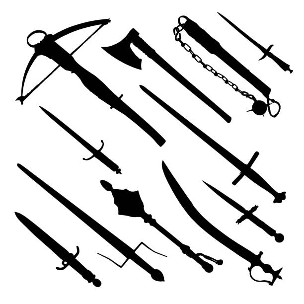 starożytna broń ręczna - weapon dagger hunting hunter stock illustrations