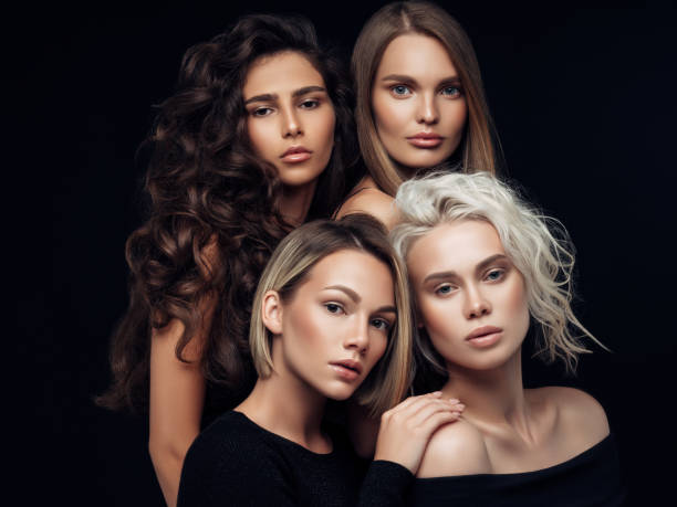 istock Four beautiful girls with make-up and hairstyle 1126871115