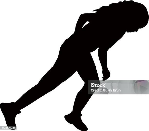 Silouettes Rushing Girl Running Silhouette Vector Stock Illustration - Download Image Now ...