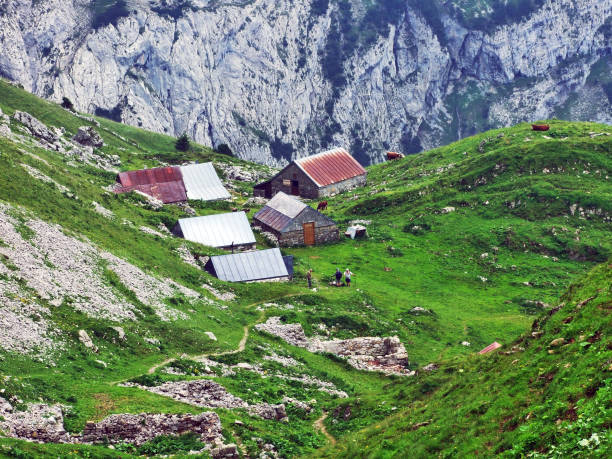 istock Farms and pastures on tableland mountain ranges Alpstein 1126873831