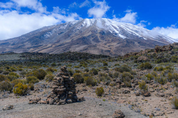 śnieżna góra kilimandżaro - snow capped mountain peaks zdjęcia i obrazy z banku zdjęć